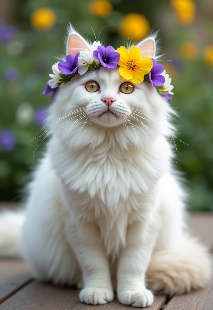 7 Stunning Floral Arrangements Featuring Cats and Pansy Flowers (A Must-See for Flower Lovers!) - 3. Whimsical Cat Flower Crown